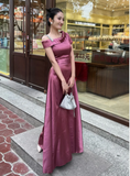 Ndyad Red Sheath Satin Bridesmaid Dresses Red Formal Evening Dresses HZ1024