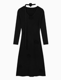 Ndyad Flower V-Neck Long Sleeve Knitted Dress HZ1024