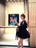 Ndyad diamond v-neck black halter dress birthday dress HZ1024