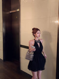 Ndyad diamond v-neck black halter dress birthday dress HZ1024