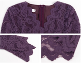Ndyad V-neck lace high waist long sleeve dress HZ1024