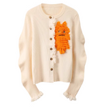 Ndyad style three-dimensional monster decoration round neck cardigan HZ1024