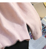 Ndyad Pink Button Turtleneck Cardigan Sweater HZ1024