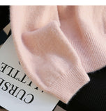 Ndyad Pink Button Turtleneck Cardigan Sweater HZ1024