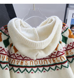 Ndyad Preppy Fair Isle Hooded Cardigan Sweater HZ1024