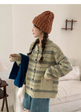 Ndyad striped soft round neck long sleeve cardigan HZ1024