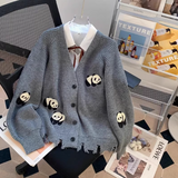 Ndyad Panda Embroidered Cardigan Coat HZ1024