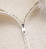 Ndyad New Style Fashion Hooded Fur Collar Zipper Loose Sweater HZ1024