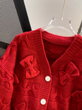 Ndyad New Year Bow Cardigan Sweater HZ1024