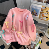 Ndyad Bow Round Neck Pullover Knitted Sweater HZ1024
