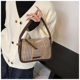 Ndyad Retro Plaid Crossbody Pillow Bag Tote Bag HZ1024