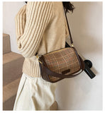 Ndyad Retro Plaid Crossbody Pillow Bag Tote Bag HZ1024