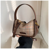 Ndyad Retro Plaid Crossbody Pillow Bag Tote Bag HZ1024