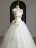 Ndyad Tulle White Long Prom Dress, White Long Formal Dress HZ1024