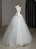 Ndyad Tulle White Long Prom Dress, White Long Formal Dress HZ1024