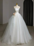 Ndyad Tulle White Long Prom Dress, White Long Formal Dress HZ1024