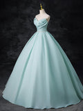 Ndyad Beads Blue Long Prom Dress, Blue Long Formal Dress HZ1024