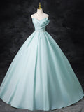 Ndyad Beads Blue Long Prom Dress, Blue Long Formal Dress HZ1024