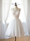 Ndyad Chiffon White Short Prom Dress, White Homecoming Dress HZ1024