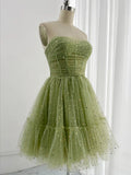 Ndyad Tulle Green Short Prom Dress, Cute Green Homecoming Dress HZ1024