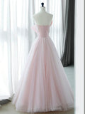 Ndyad Pink Organza Long Prom Dress, Pink Long Formal Dress HZ1024