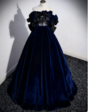 Ndyad Off Shoulder Velvet Lace Burgundy Long Prom Dress, Burgundy Long Formal Dress HZ1024