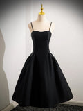 Ndyad Satin Black Satin Short Prom Dress, Black Homecoming Dress HZ1024