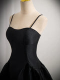 Ndyad Satin Black Satin Short Prom Dress, Black Homecoming Dress HZ1024