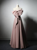 Evafashion Satin Pink Long Prom Dress, Pink Long Formal Dress HZ1024