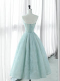 Ndyad Sweetheart Neck Tulle Lace Blue Short Prom Dress, Blue Formal Dress HZ1024