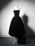 Ndyad Velvet Tea Length Burgundy Prom Dress, Burgundy Cocktail Dress HZ1024