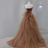 Ndyad Tulle Velvet Burgundy Long Prom Dress, Burgundy Long Evening Dress HZ1024