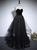 Ndyad Tulle Black Long Prom Dress, Black Long Formal Dress HZ1024