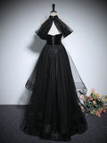 Ndyad Tulle Black Long Prom Dress, Black Long Formal Dress HZ1024
