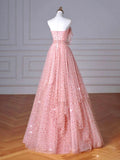 Ndyad Pink Tulle Long Prom Dress, Pink Long Formal Dress HZ1024