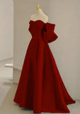 Ndyad Sweetheart Neck Satin Burgundy Long Prom Dress, Burgundy Long Formal Dress HZ1024