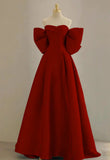 Ndyad Sweetheart Neck Satin Burgundy Long Prom Dress, Burgundy Long Formal Dress HZ1024