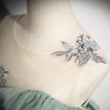 Ndyad Off Shoulder Tulle Lace Green Long Prom Dress, Green Long Formal Dress HZ1024