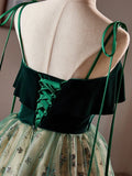 Evafashion Tulle Lace Sequin Green Short Prom Dress, Green Homecoming Dress HZ1024