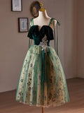 Evafashion Tulle Lace Sequin Green Short Prom Dress, Green Homecoming Dress HZ1024