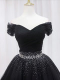 Ndyad V Neck Short Prom Dress, Black Homecoming Dress with Sequin HZ1024
