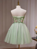 Ndyad A-Line Tulle Short Prom Dress, Cute Green Homecoming Dresses HZ1024