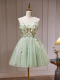 Ndyad A-Line Tulle Short Prom Dress, Cute Green Homecoming Dresses HZ1024