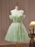 Ndyad Green Sweetheart Neck Short Prom Dress, Green Homecoming Dress HZ1024