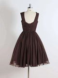 Ndyad A-Line Short Prom Dresses, Brown Short Homecoming Dress HZ1024