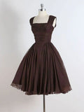 Ndyad A-Line Short Prom Dresses, Brown Short Homecoming Dress HZ1024
