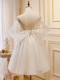 Ndyad Champagne Tulle Short Prom Dress, Champagne Homecoming Dresses HZ1024