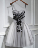 Ndyad Sweetheart Neck Tulle Lace Short Prom Dress, Cute Homecoming Dress HZ1024