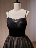 Ndyad Lace Tulle Black Short Prom Dress, Black Homecoming Dress HZ1024