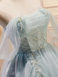 Ndyad Tulle Off Shoulder Green Short Prom Dress, Green Cute Homecoming Dresses HZ1024